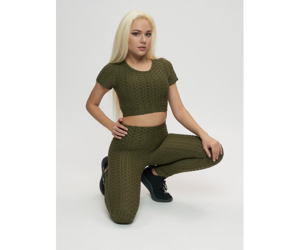 Костюм для фитнеса женский цвета хаки 2001Kh