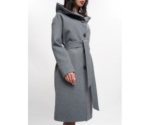 Пальто демисезонное серого цвета 42116Sr