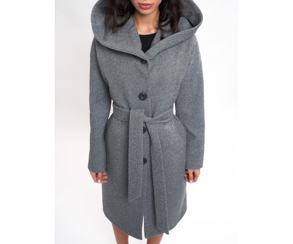Пальто демисезонное серого цвета 42116Sr