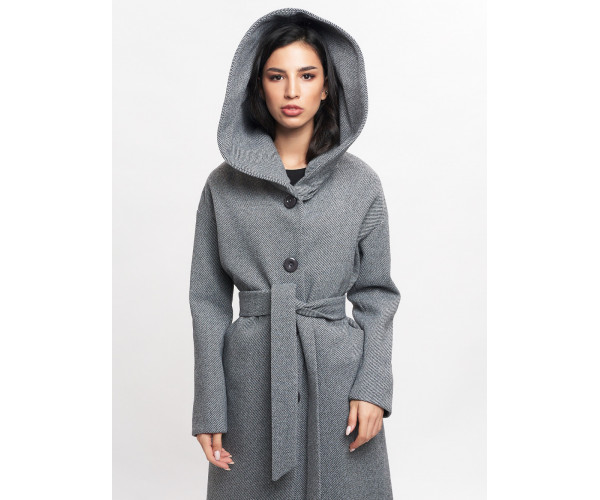 Пальто демисезонное серого цвета 42116Sr