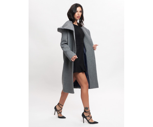 Пальто демисезонное серого цвета 42116Sr