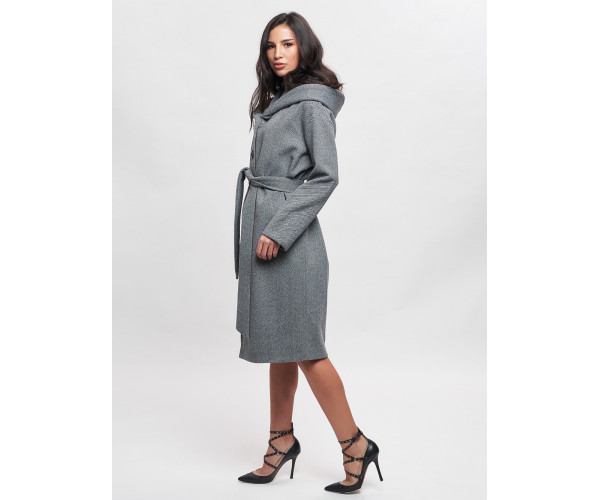 Пальто демисезонное серого цвета 42116Sr