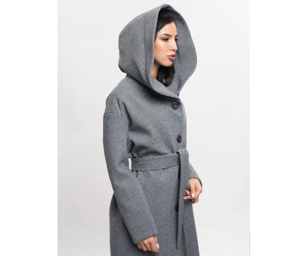 Пальто демисезонное серого цвета 42116Sr