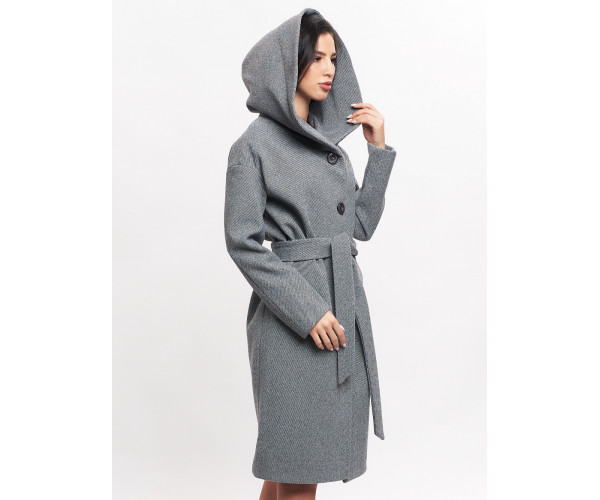 Пальто демисезонное серого цвета 42116Sr