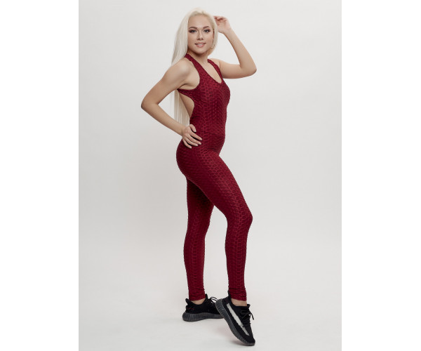 Комбинезон для фитнеса женский бордового цвета 2005Bo