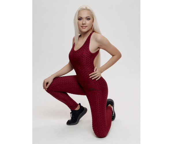 Комбинезон для фитнеса женский бордового цвета 2005Bo