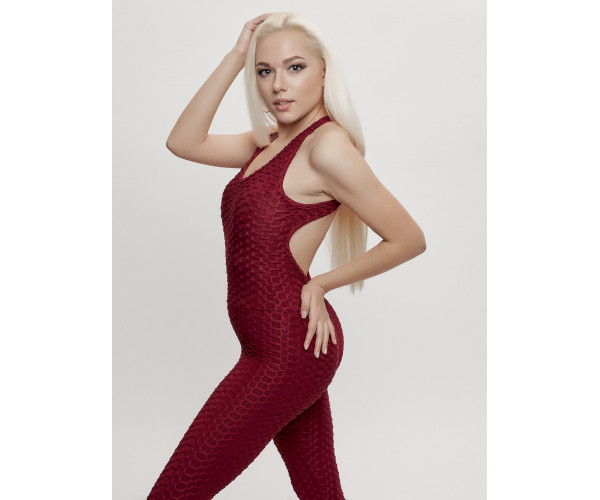 Комбинезон для фитнеса женский бордового цвета 2005Bo