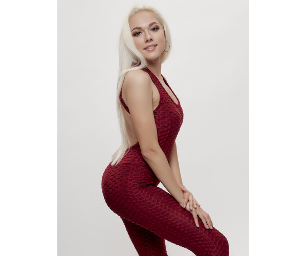 Комбинезон для фитнеса женский бордового цвета 2005Bo
