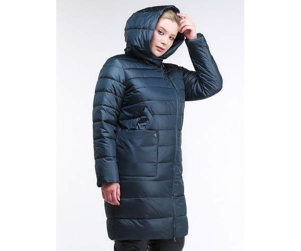 Женская зимняя классика куртка с капюшоном болотного цвета 1968_20Bt