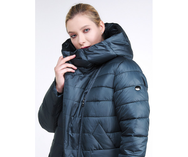 Женская зимняя классика куртка с капюшоном болотного цвета 1968_20Bt