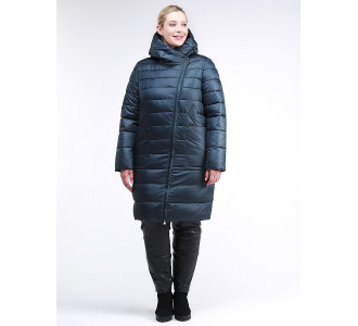 Женская зимняя классика куртка с капюшоном болотного цвета 1968_20Bt