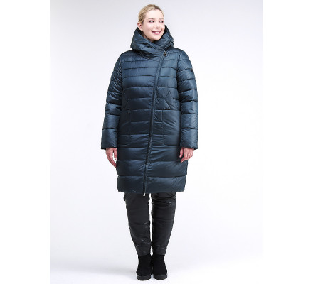 Женская зимняя классика куртка с капюшоном болотного цвета 1968_20Bt