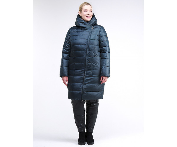 Женская зимняя классика куртка с капюшоном болотного цвета 1968_20Bt