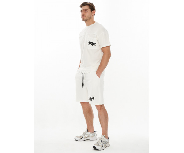 Костюм шорты и футболка белого цвета 9187Bl