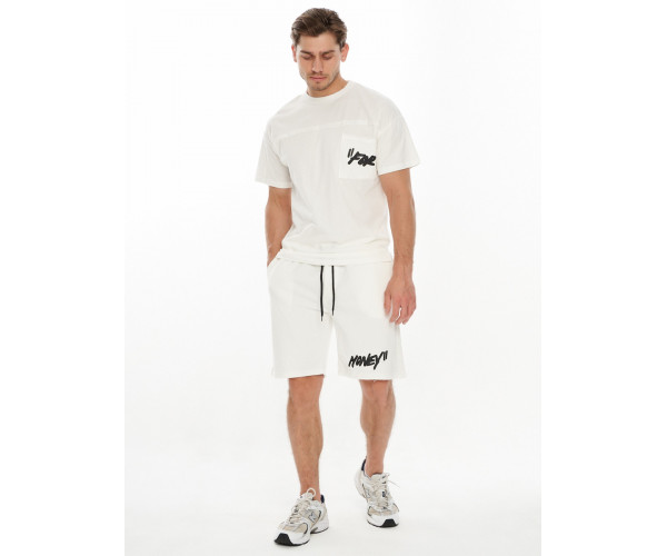 Костюм шорты и футболка белого цвета 9187Bl