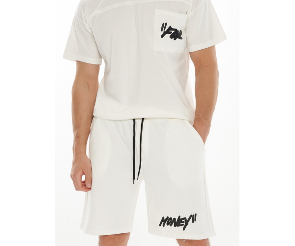 Костюм шорты и футболка белого цвета 9187Bl