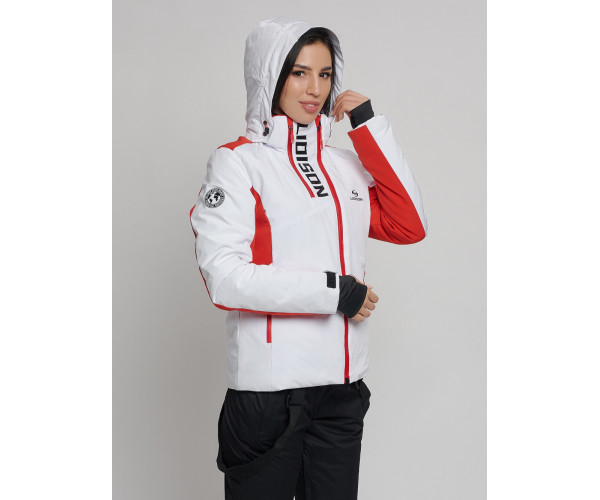 Горнолыжная куртка женская белого цвета 77033Bl