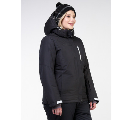 Женская зимняя горнолыжная куртка большого размера черного цвета 11982Ch