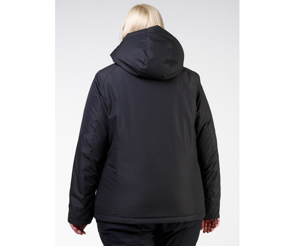 Женский зимний костюм горнолыжный большого размера черного цвета 011982Ch