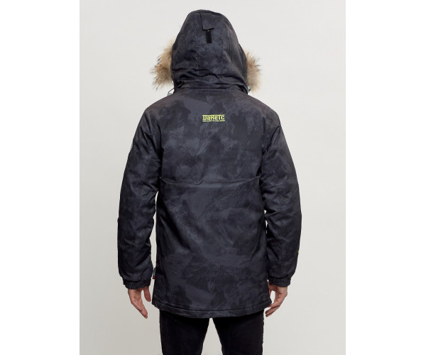 Зимняя куртка с мехом мужская черного цвета 404Ch