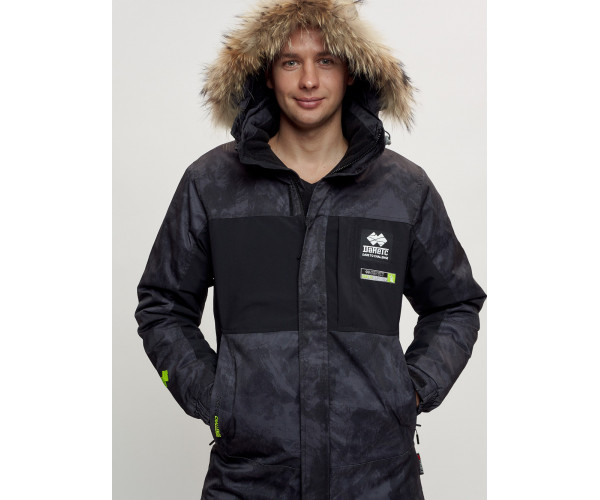 Зимняя куртка с мехом мужская черного цвета 404Ch