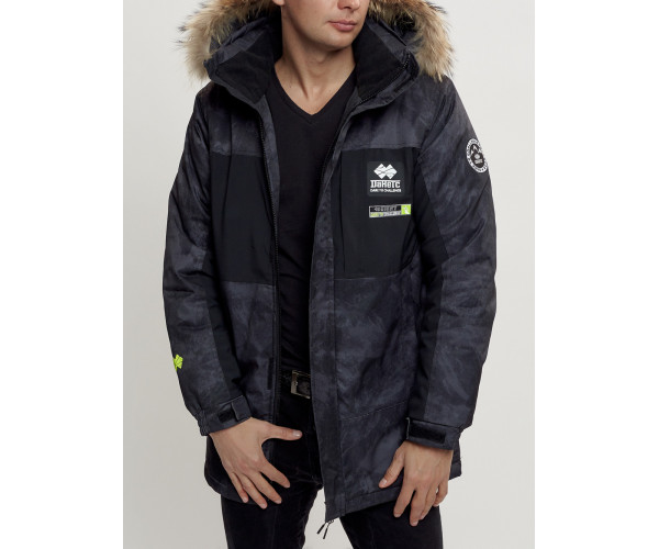 Зимняя куртка с мехом мужская черного цвета 404Ch