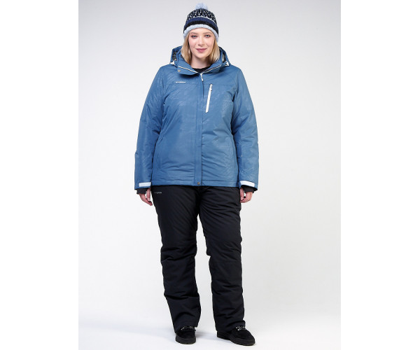 Женский зимний костюм горнолыжный большого размера голубого цвета 021982Gl