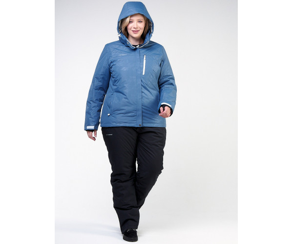 Женский зимний костюм горнолыжный большого размера голубого цвета 021982Gl