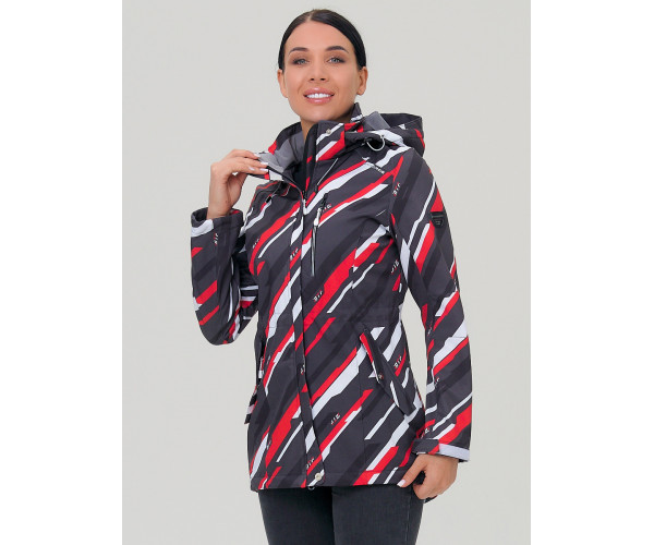 Женская осенняя весенняя парка softshell красного цвета 1923-1Kr