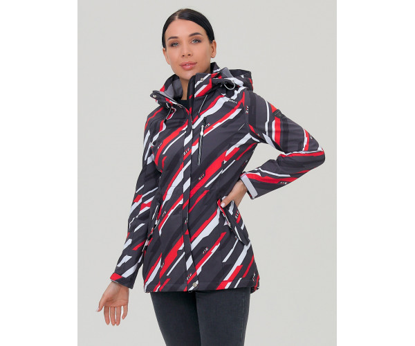 Женская осенняя весенняя парка softshell красного цвета 1923-1Kr