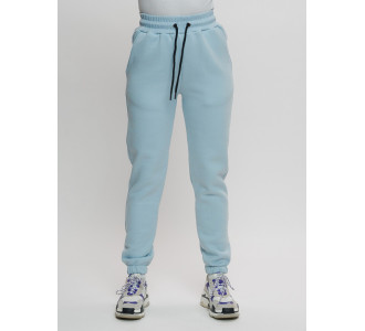 Джоггеры женские на флисе зимние голубого цвета 1097Gl