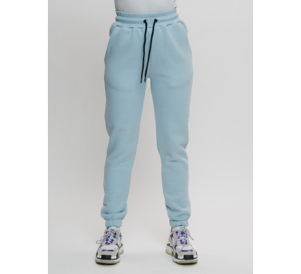 Джоггеры женские на флисе зимние голубого цвета 1097Gl