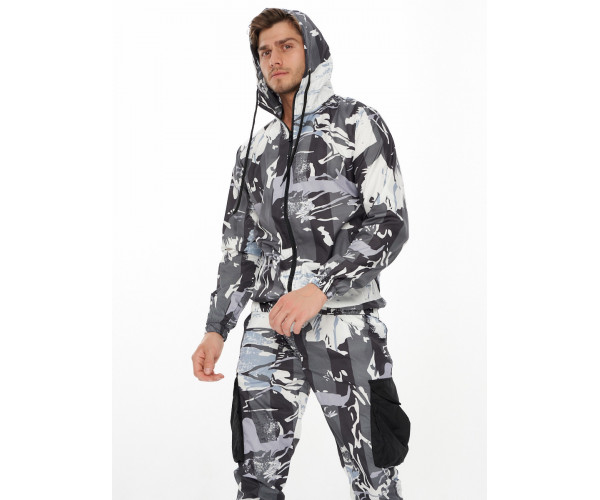 Спортивный костюм плащевка серого цвета 9146Sr