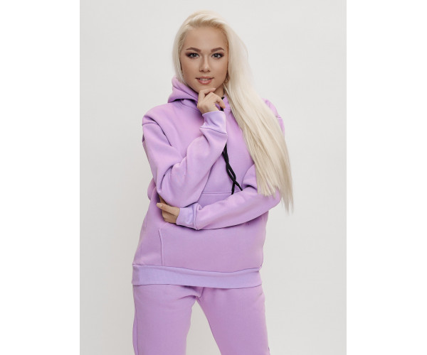 Трикотажный спортивный костюм женский с начесом фиолетового цвета 1084F