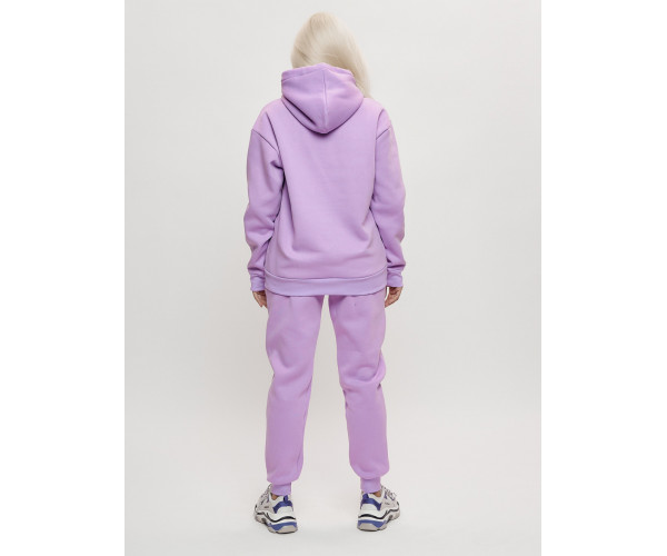 Трикотажный спортивный костюм женский с начесом фиолетового цвета 1084F