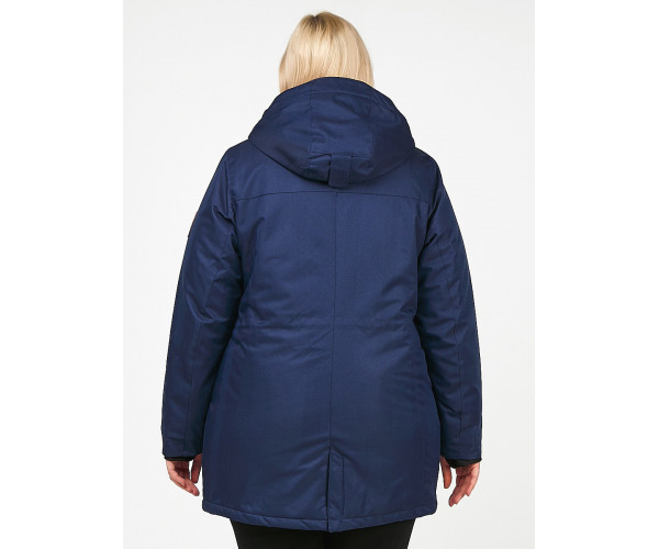 Женская зимняя парка большого размера темно-синего цвета 1964TS