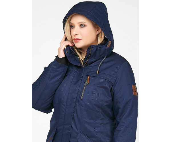 Женская зимняя парка большого размера темно-синего цвета 1964TS