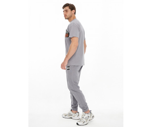 Костюм джоггеры с футболкой серого цвета 9181Sr