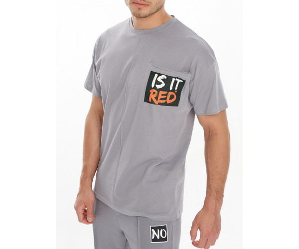 Костюм джоггеры с футболкой серого цвета 9181Sr