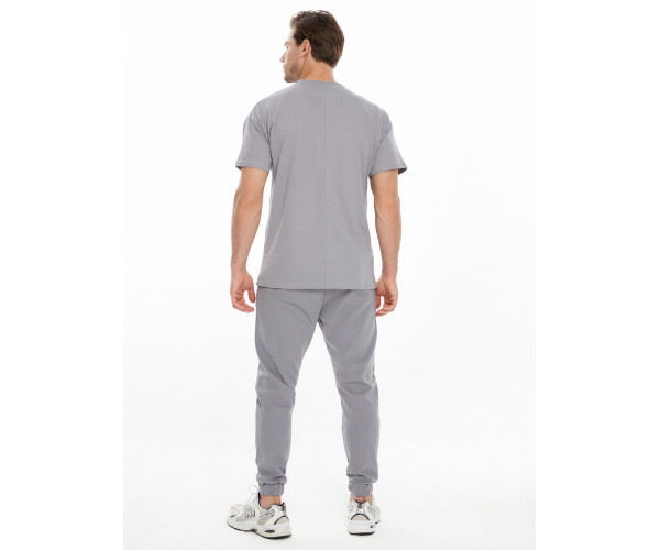 Костюм джоггеры с футболкой серого цвета 9181Sr