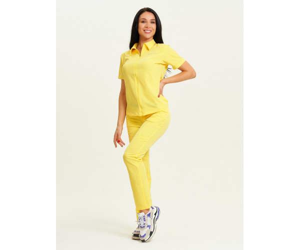 Спортивная футболка поло женская желтого цвета 33412J
