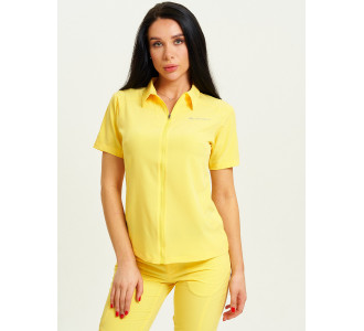 Спортивная футболка поло женская желтого цвета 33412J