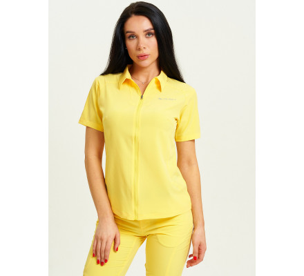 Спортивная футболка поло женская желтого цвета 33412J