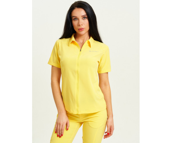 Спортивная футболка поло женская желтого цвета 33412J