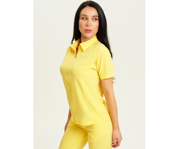 Спортивная футболка поло женская желтого цвета 33412J