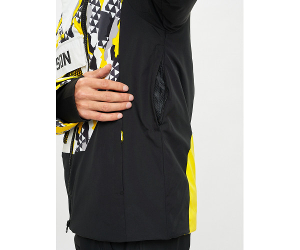 Горнолыжная куртка анорак мужская желтого цвета 77027J