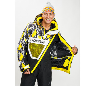 Горнолыжная куртка анорак мужская желтого цвета 77027J