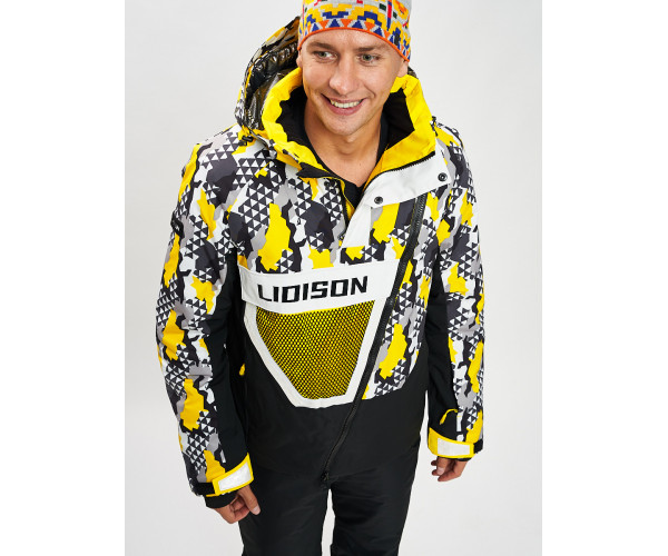 Горнолыжная куртка анорак мужская желтого цвета 77027J