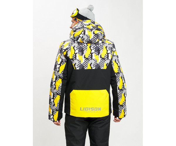 Горнолыжная куртка анорак мужская желтого цвета 77027J
