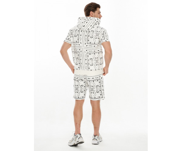 Костюм шорты и футболка оверсайз белого цвета 9168Bl